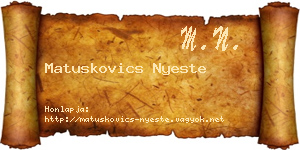 Matuskovics Nyeste névjegykártya